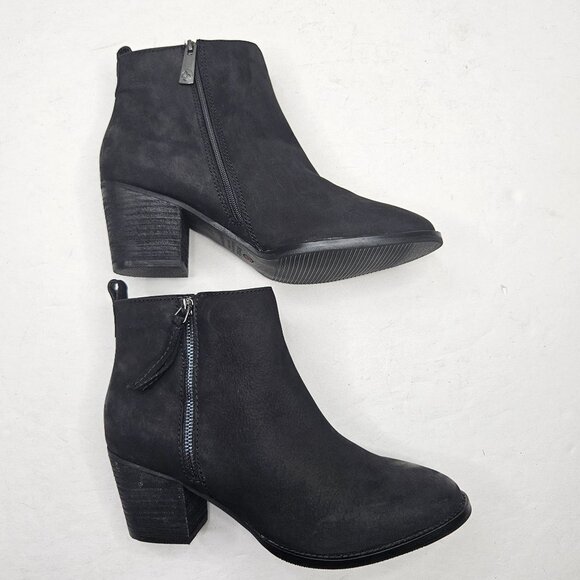 Blondo Waterproof Ankle Booties Size 9.5 Black Leather Western Block Heel Boots - Picture 6 of 12